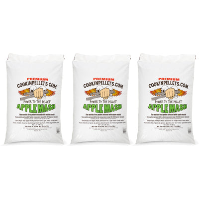 CookinPellets 40 Pound Bag Apple Mash Hard Maple Smoker Wood Pellets, (3 Pack) - VMInnovations