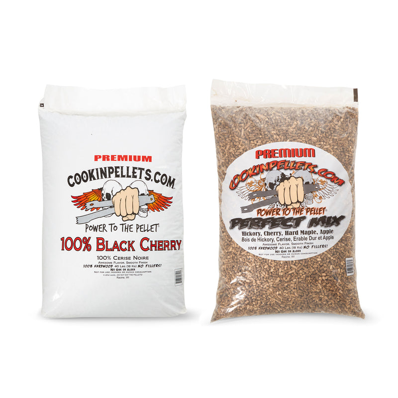 CookinPellets Perfect Mix Wood Pellets and Black Cherry Wood Pellets, 40 Lb Bags