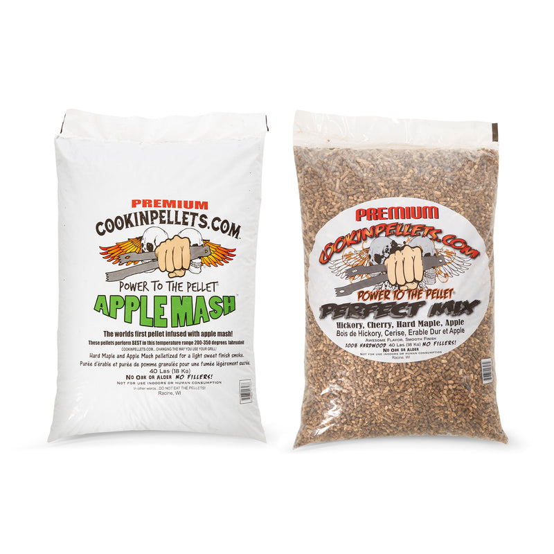 CookinPellets Perfect Mix Wood Pellets and Apple Mash Wood Pellets, 40 Lb Bags - VMInnovations