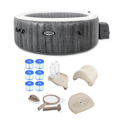 Intex 28439E Greywood Deluxe 4 Person Inflatable Hot Tub Bubble Jet Spa Kit