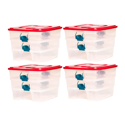 Homz 3-in-1 Organizer Clear Storage Container Bin w/ Security Latches (4 Pack)
