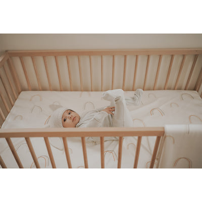 Goumikids Soft Bamboo Cotton Fitted Baby Crib Sheet, Over The Rainbow and Moss - VMInnovations