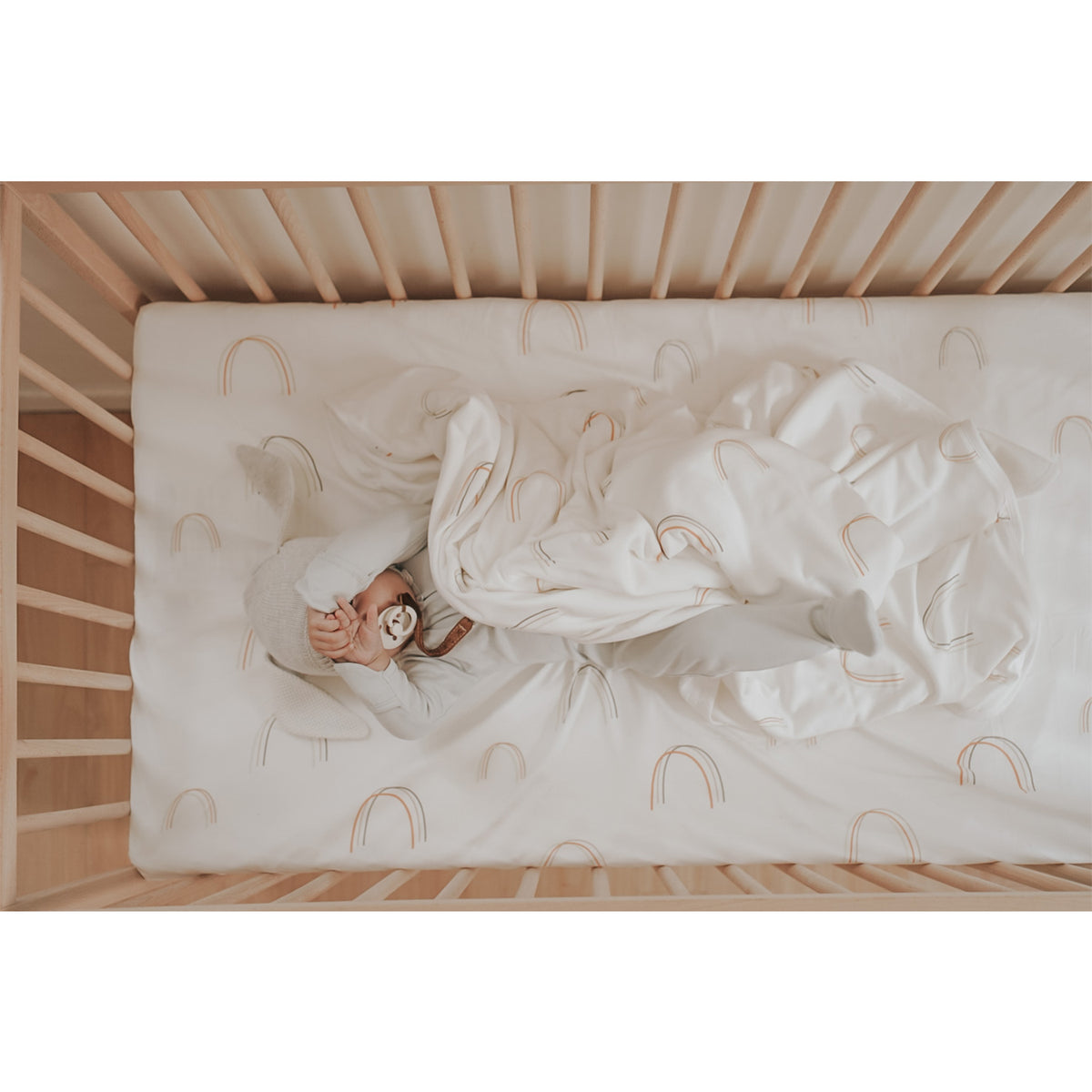 Goumikids Soft Bamboo Cotton Fitted Baby Crib Sheet, Over The Rainbow and Moss - VMInnovations