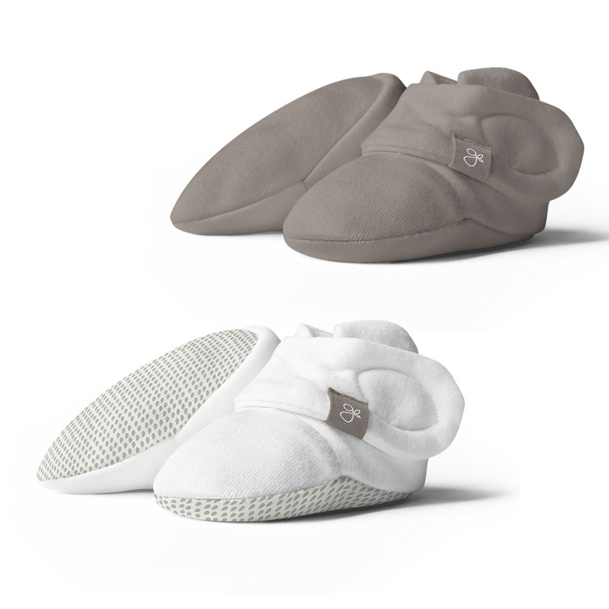 Goumikids Stay On Organic Baby Boots Infant Booties, 0-3M Gray/Pewter (2 Pairs) - VMInnovations