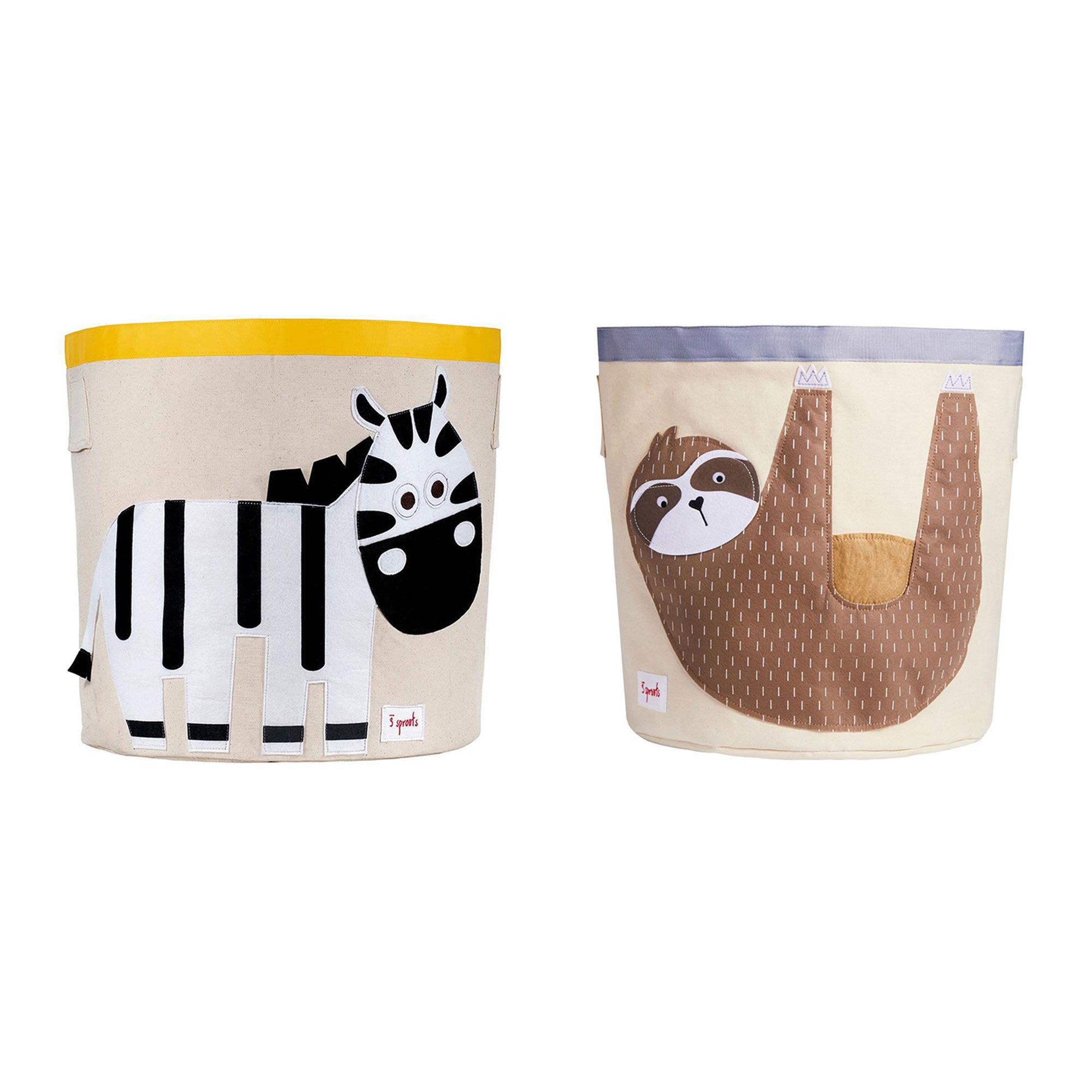 3 Sprouts Kids' Canvas Storage Bin, Zebra & 3 Sprouts Canvas Storage Bin, Sloth