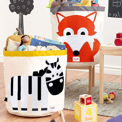 3 Sprouts Kids' Canvas Storage Bin, Zebra & 3 Sprouts Canvas Storage Bin, Sloth