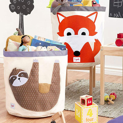 3 Sprouts Kids' Canvas Storage Bin, Zebra & 3 Sprouts Canvas Storage Bin, Sloth