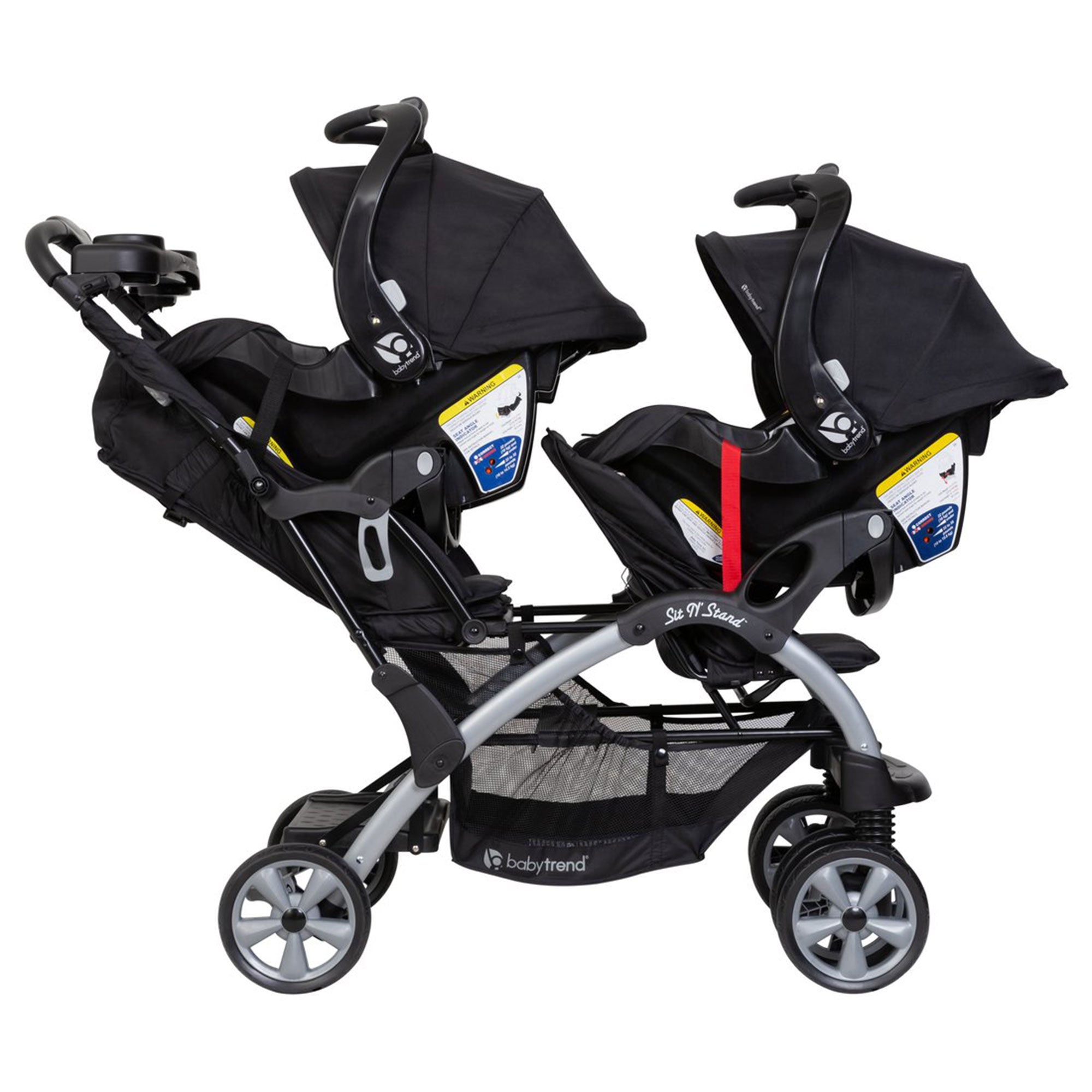 Sit N Stand Travel Compact Toddler Baby Double Stroller, Modern Khaki (Used)
