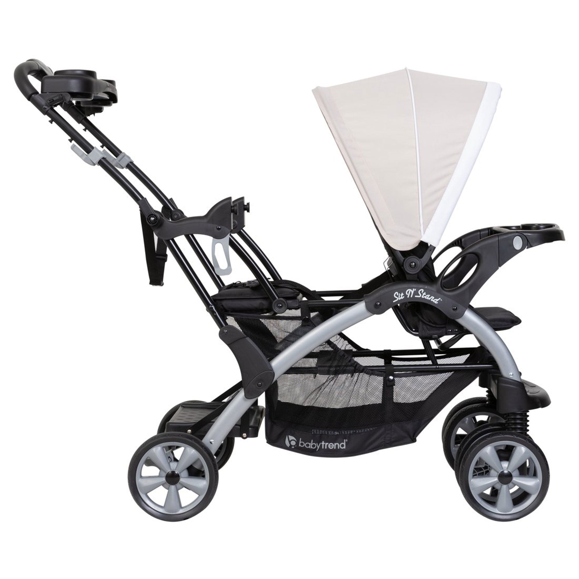 Sit N Stand Travel Compact Toddler Baby Double Stroller, Modern Khaki (Used)