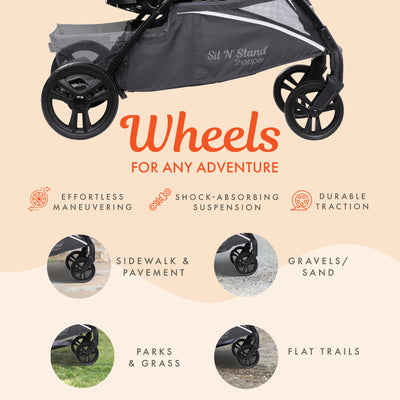 Baby Trend Sit N Stand Travel Compact Toddler Baby Double Stroller, Modern Khaki (Refurbished)