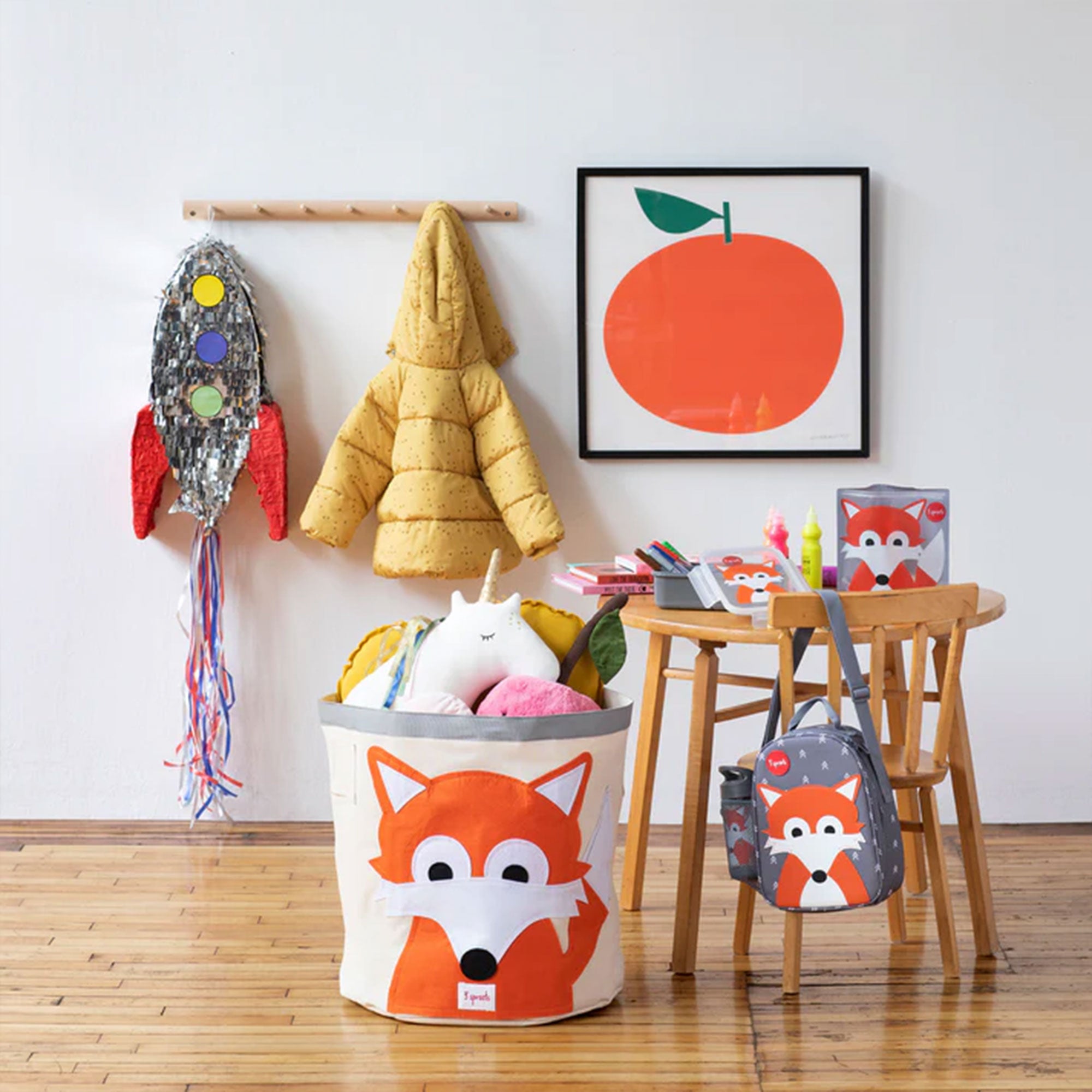 3 Sprouts Canvas Kids Storage Bin, Fox & 3 Sprouts Canvas Storage Bin, Raccoon