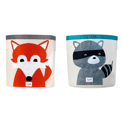 3 Sprouts Canvas Kids Storage Bin, Fox & 3 Sprouts Canvas Storage Bin, Raccoon