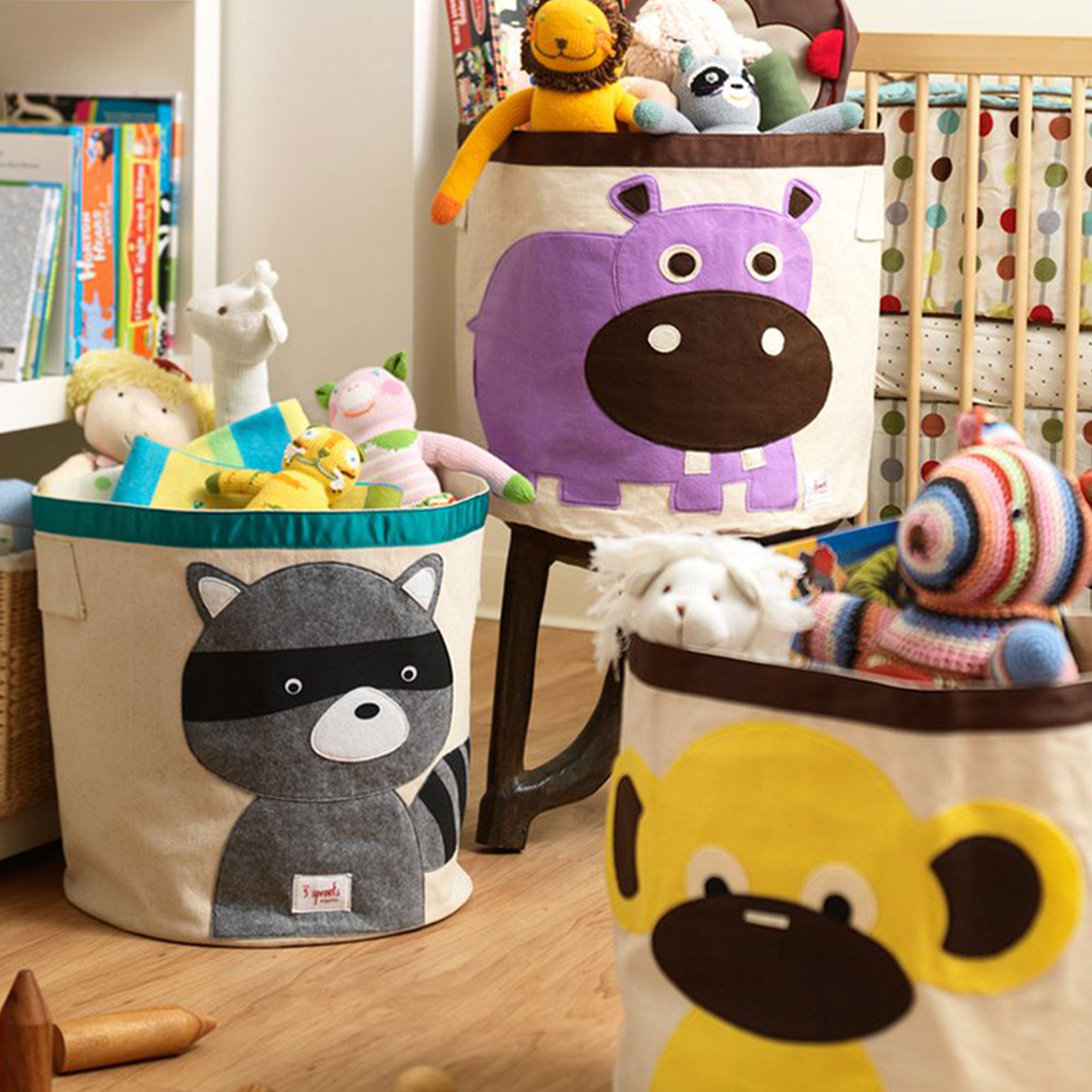 3 Sprouts Canvas Kids Storage Bin, Fox & 3 Sprouts Canvas Storage Bin, Raccoon
