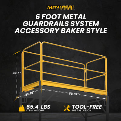 MetalTech 6 Ft Guardrails System Accessory for Select Jobsite Series Scaffolding - VMInnovations