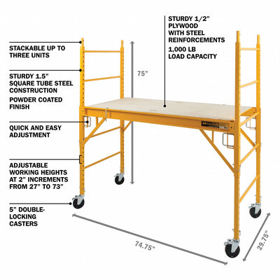 MetalTech 6ft Jobsite Series Baker Scaffolding with Locking Wheels (Used) - VMInnovations