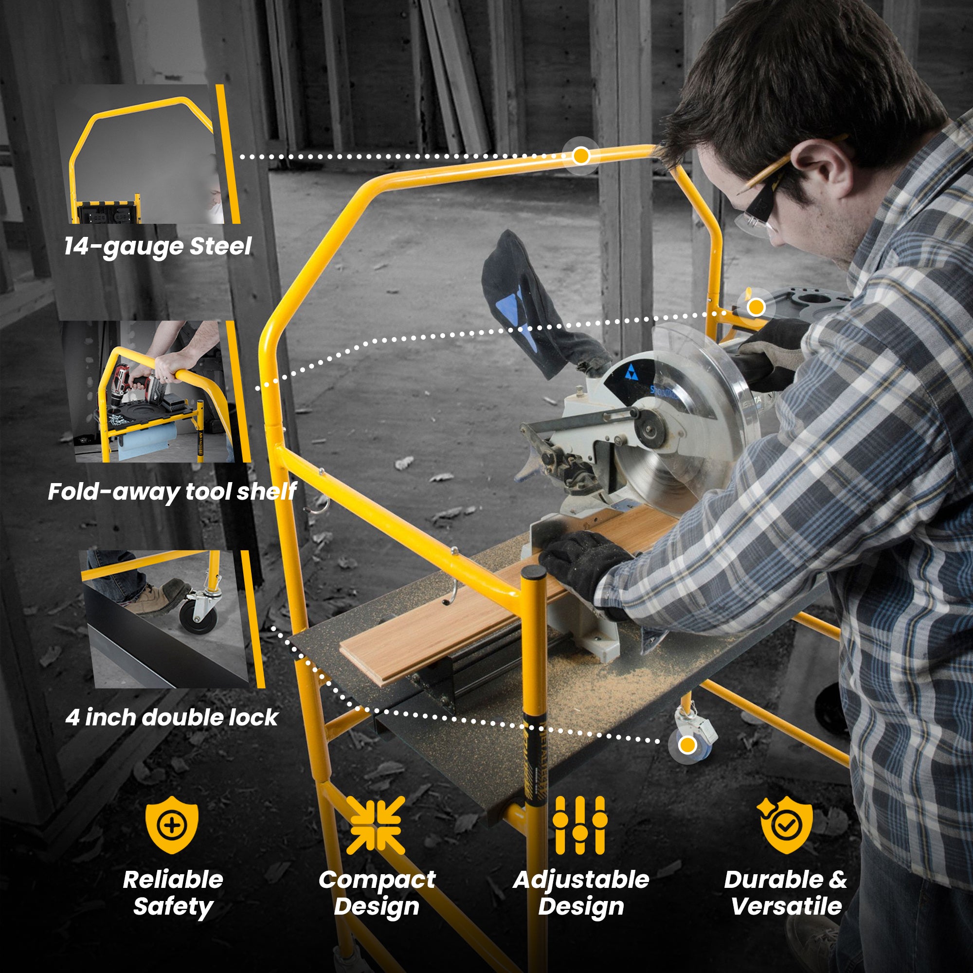 MetalTech Jobsite Series Mobile Scaffolding with Locking Wheels (Open Box) - VMInnovations