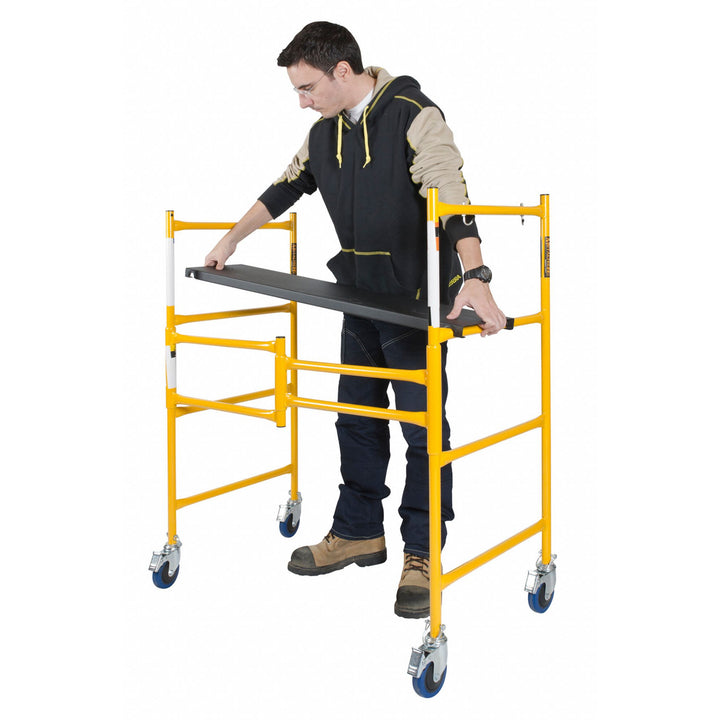 MetalTech 4 Foot High Basic Mini Mobile Scaffolding with Locking Wheels (Used) - VMInnovations