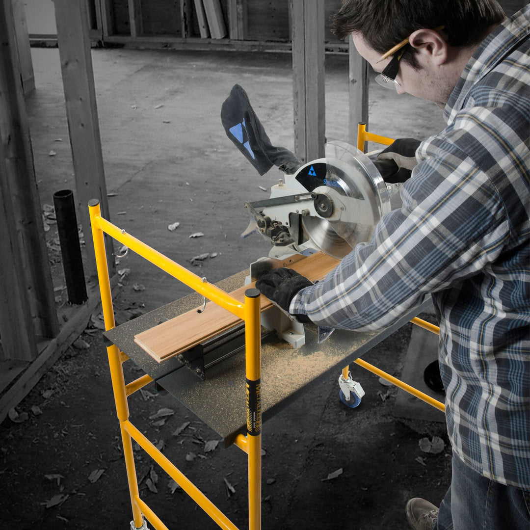 MetalTech 4 Foot High Basic Mini Mobile Scaffolding with Locking Wheels (Used) - VMInnovations