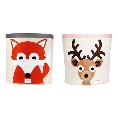 3 Sprouts Canvas Kids Storage Bin, Fox & 3 Sprouts Canvas Storage Bin, Deer