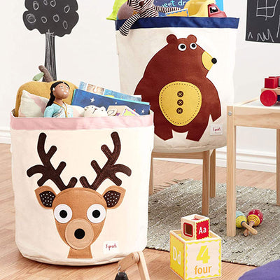 3 Sprouts Canvas Kids Storage Bin, Fox & 3 Sprouts Canvas Storage Bin, Deer