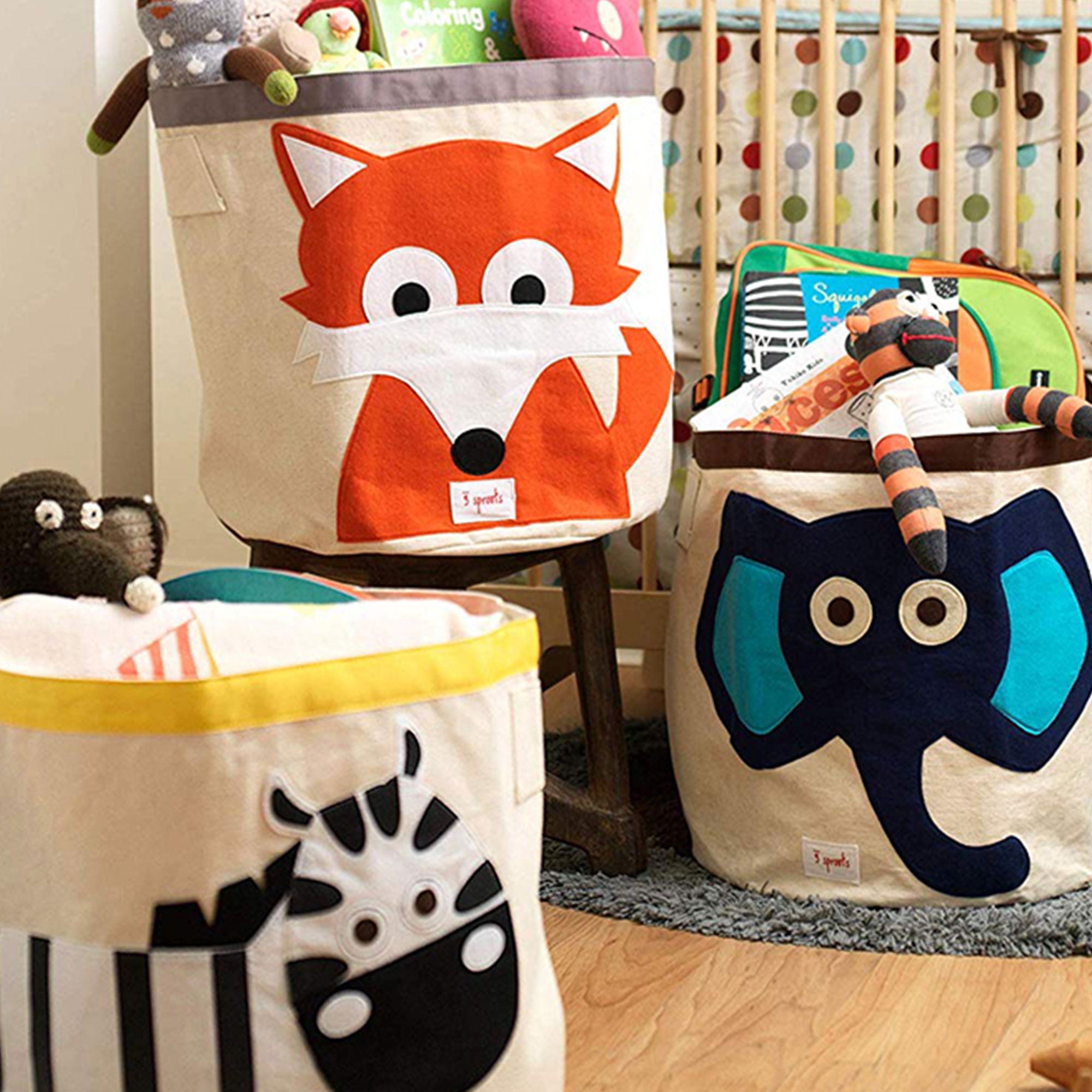 3 Sprouts Canvas Kids Storage Bin, Fox & 3 Sprouts Canvas Storage Bin, Deer
