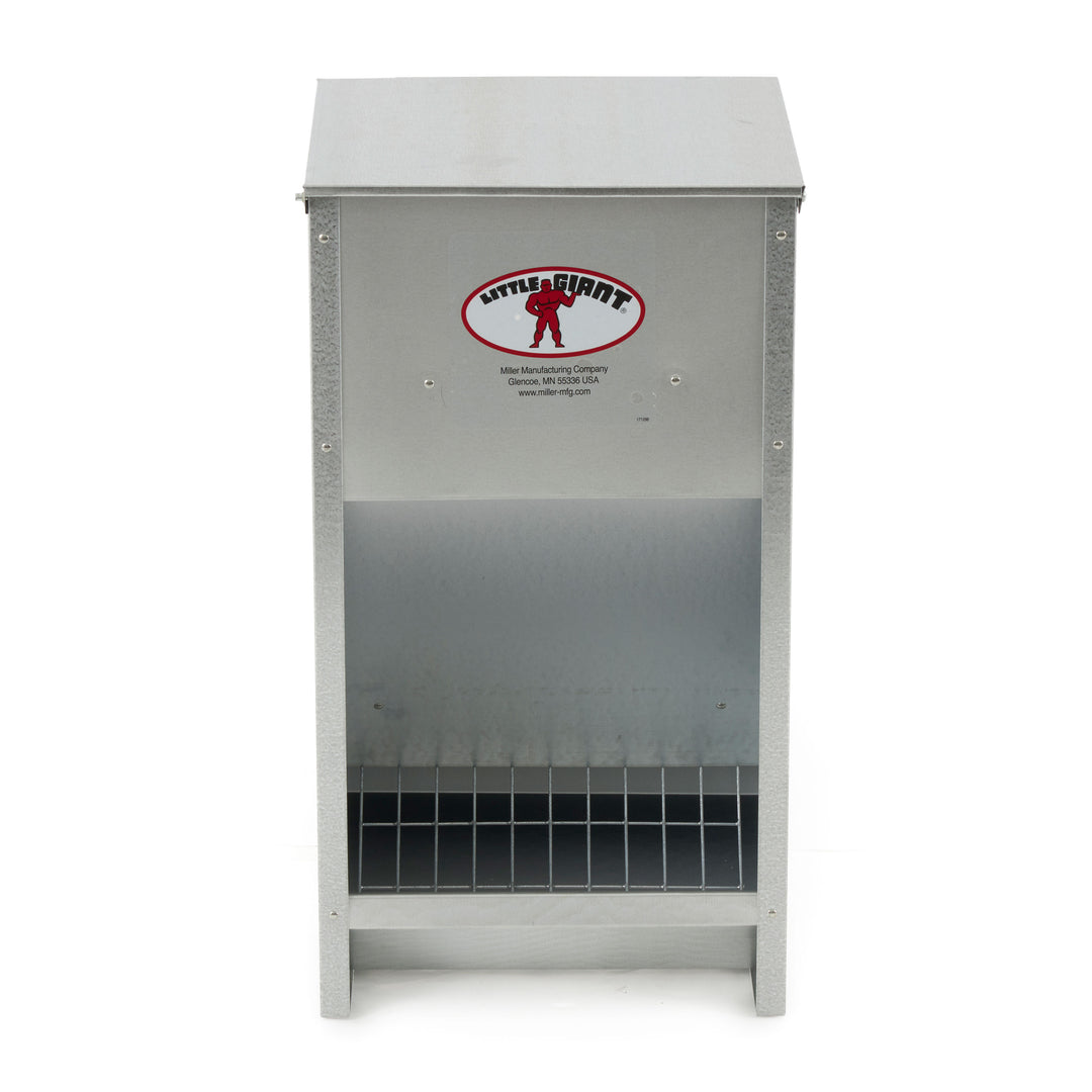 25 lb Large High Capacity Galvanized Steel Poultry Feeder w/Grid (Used)