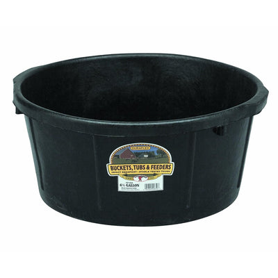 Little Giant Durable Weatherproof 6.5 Gallon Rubber Tub Feeder Pan Bowl, Black