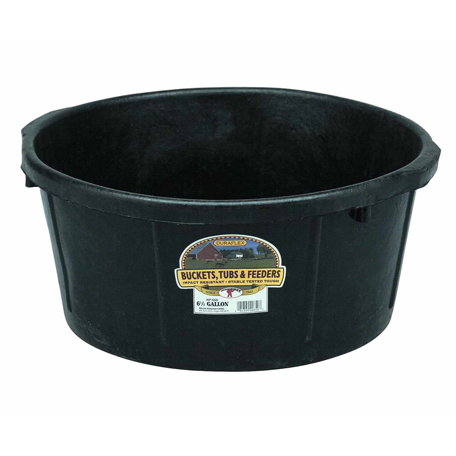 Little Giant Durable Weatherproof 6.5 Gal Rubber Tub Feeder Bowl,Black(Open Box) - VMInnovations