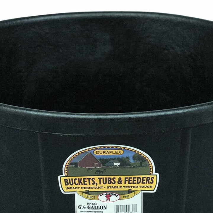 Little Giant Durable Weatherproof 6.5 Gallon Rubber Tub Feeder Pan Bowl, Black