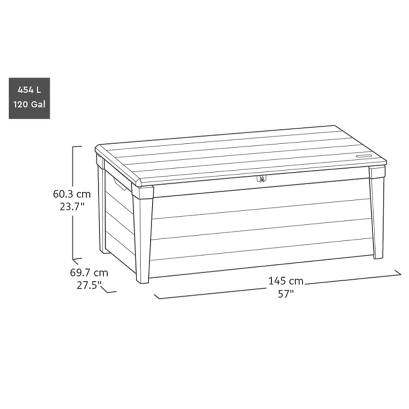 Keter Weatherproof Brightwood Large 120 Gallon Pool Deck Box, Brown (Used)