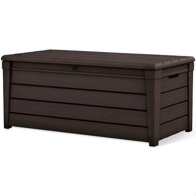 Keter Brightwood Large 120 Gal Weatherproof Resin Deck Box, Brown (Open Box) - VMInnovations