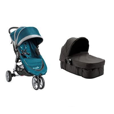Baby Jogger City Mini Compact Baby Travel Stroller + Pram Bassinet Kit