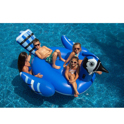 Giant Rideable Owl Inflatable Float, White Bundled w/ Giant Blue Jay Pool Float