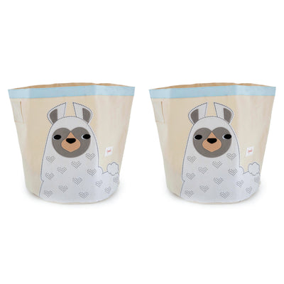3 Sprouts Canvas Storage Bin Laundry/Toy Basket for Baby & Kids, Llama (2 Pack)