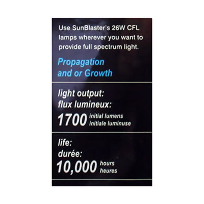 SunBlaster Fluorescent CFL 6400K Self-Ballasted Light Bulb, 26 Watts (Open Box) - VMInnovations