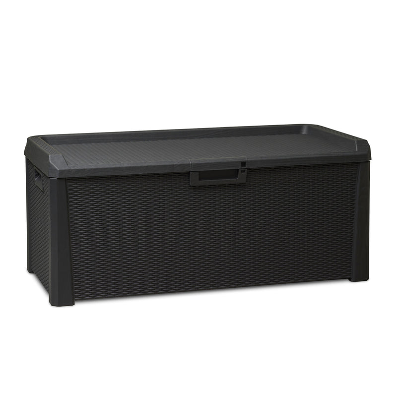 Toomax Santorini Plus Patio Deck Storage Box Bench, 145 Gallon (Anthracite)