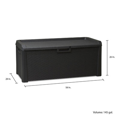 Toomax Santorini Plus Patio Deck Box Bench, 145 Gallon (Anthracite) (For Parts)