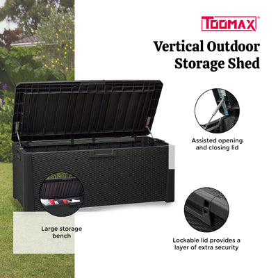 Toomax Santorini Plus Patio Deck Box Bench, 145 Gallon (Anthracite) (For Parts)