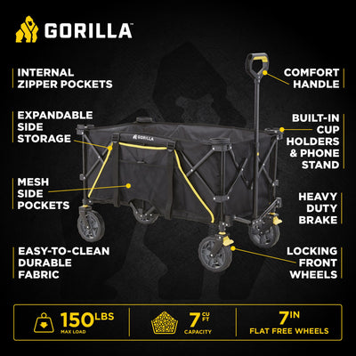 Gorilla Carts 7 Cubic Feet Foldable Utility Wagon with Oversized Bed (Open Box)