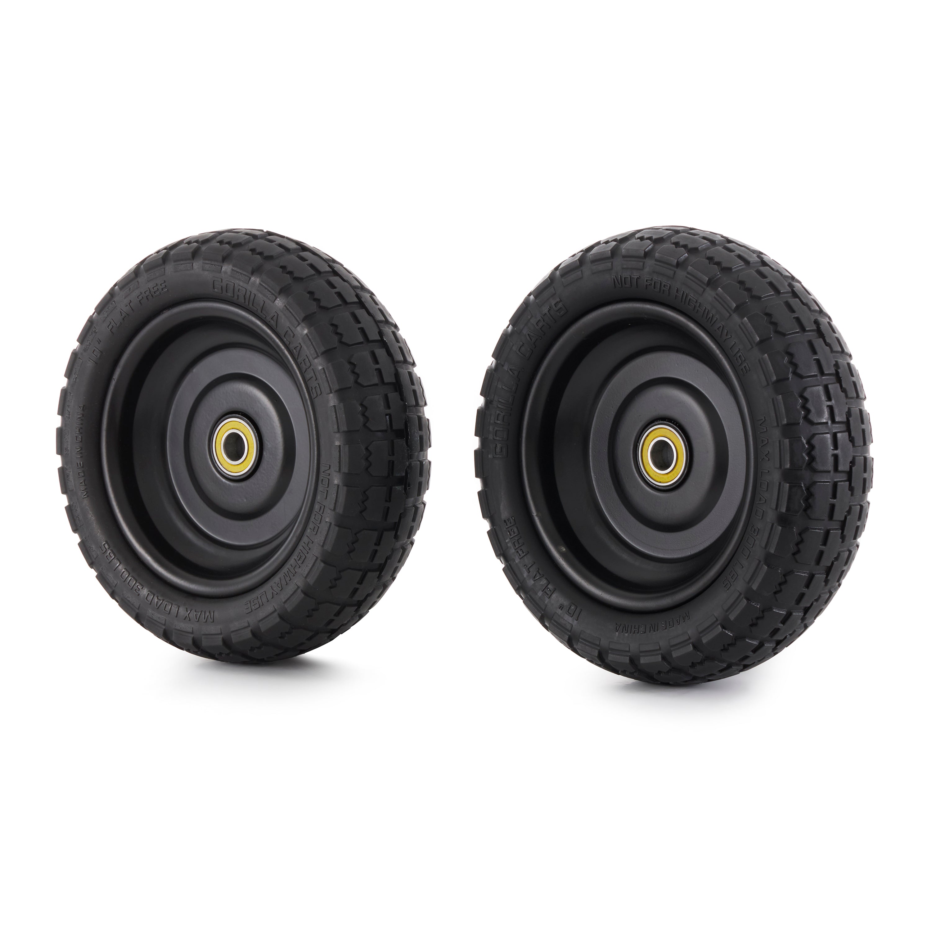 Gorilla Carts 10" No Flat Replacement Tire for Utility Cart, 2 Pack (For Parts) - VMInnovations