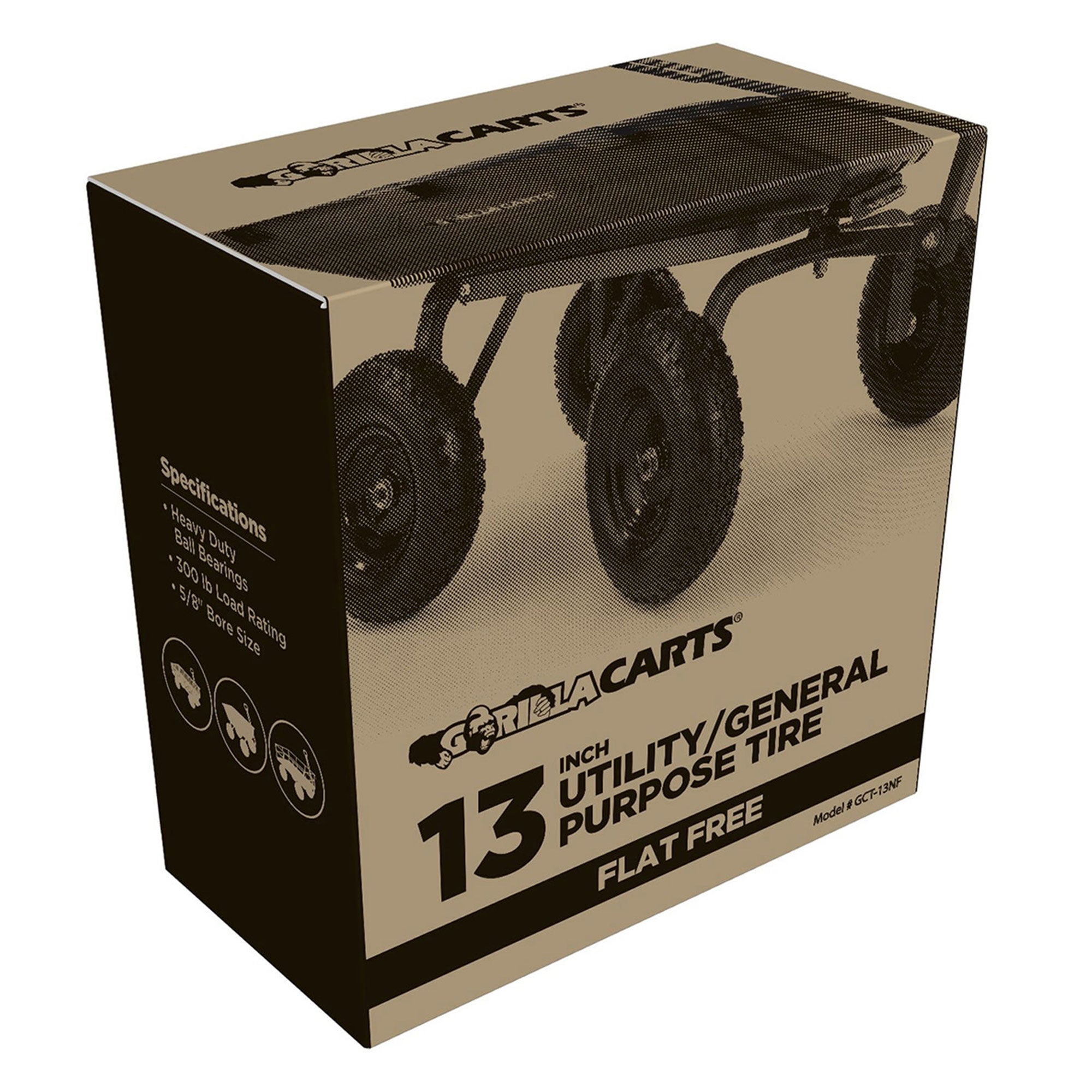 Gorilla Carts 13 Inch No Flat Replacement Tire for Utility Cart, 2 Pack (Used) - VMInnovations