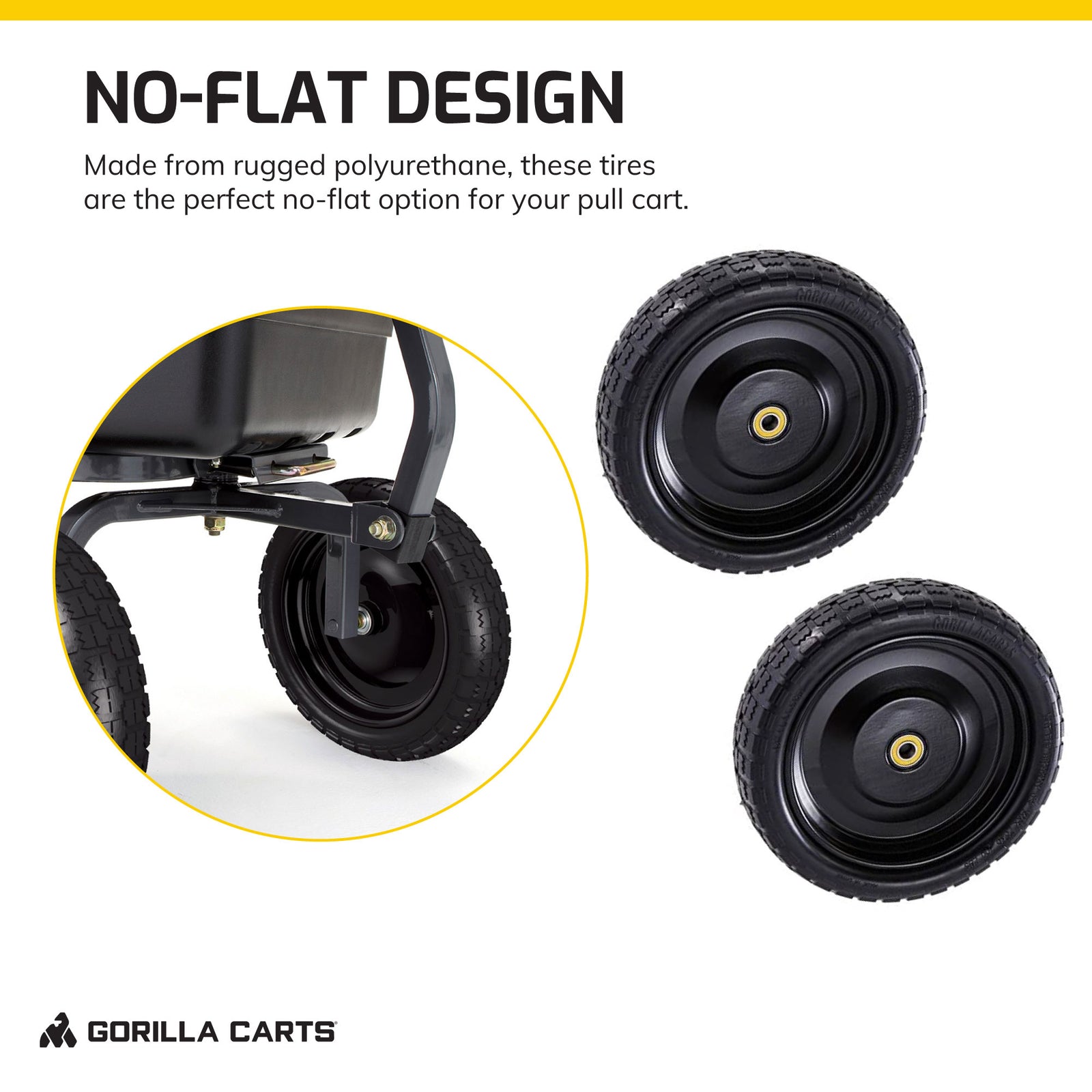 Gorilla Carts 13" No Flat Replacement Tire for Utility Cart, 2 Pack (For Parts) - VMInnovations