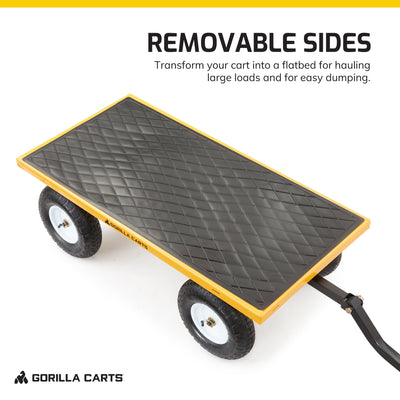 Gorilla Carts 1200 Pound Capacity Utility Wagon with Removable Sides (Open Box)