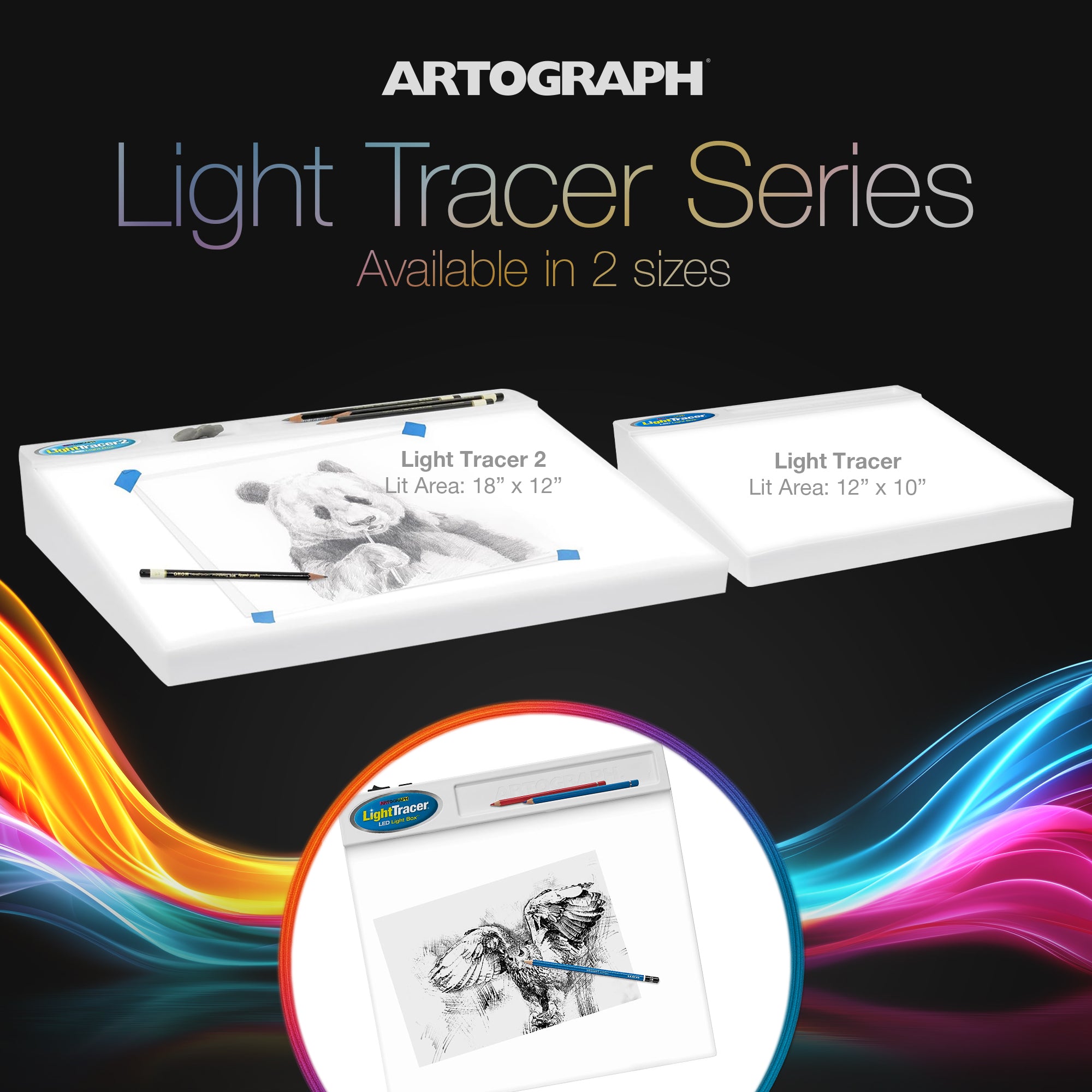 Artograph LED Lightbox, 12" x 10" Drawing Board w/Storage Tray (Open Box) - VMInnovations
