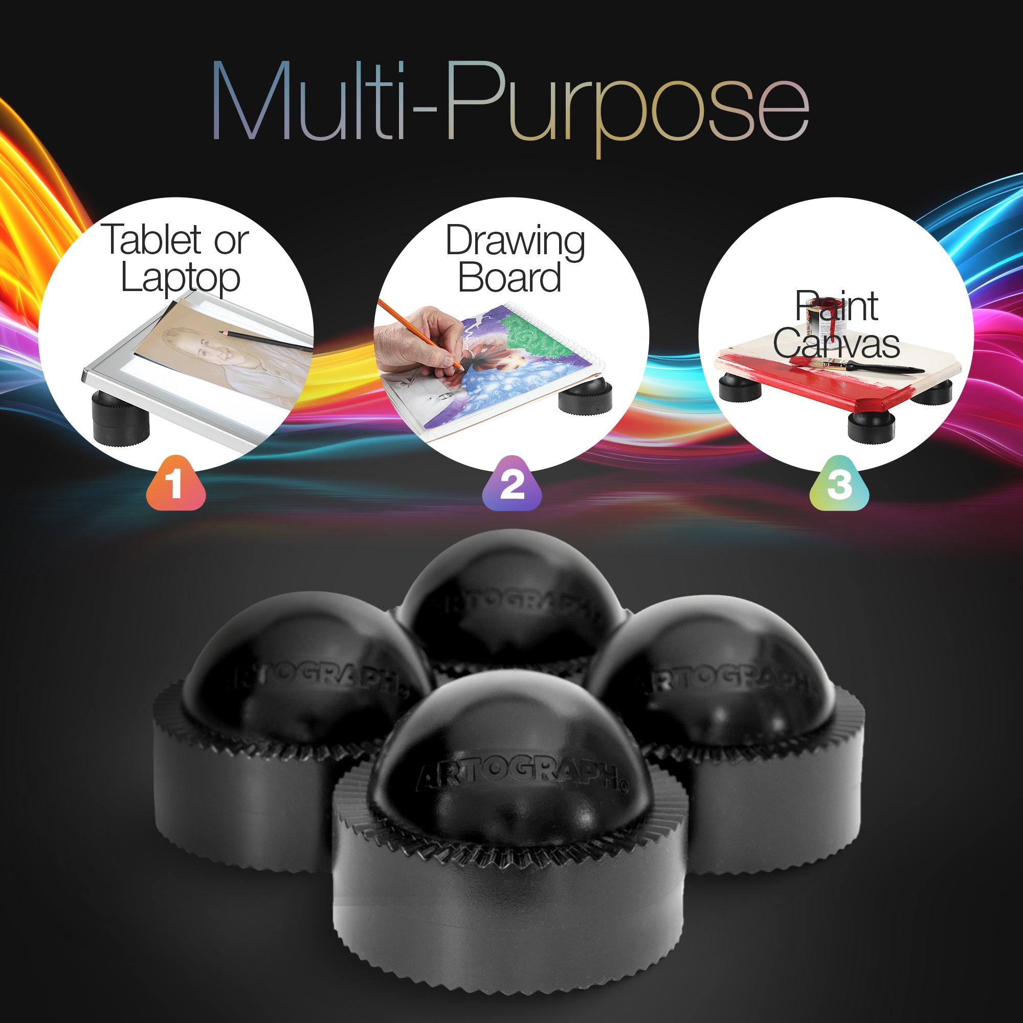 Artograph PadPucks, Stackable Stand for LightPad, Tablet, Drawing Board, 4 Pack