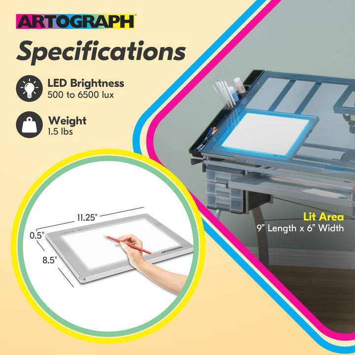 LightPad  9x6 Inch Thin Dimmable LED Light Box for Tracing and Drawing(Open Box)
