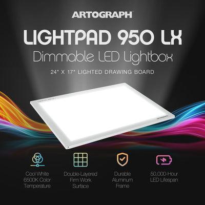 Artograph LightPad 24x17 Inch Artist Light Box Tracing/Drawing, Silver(Open Box) - VMInnovations