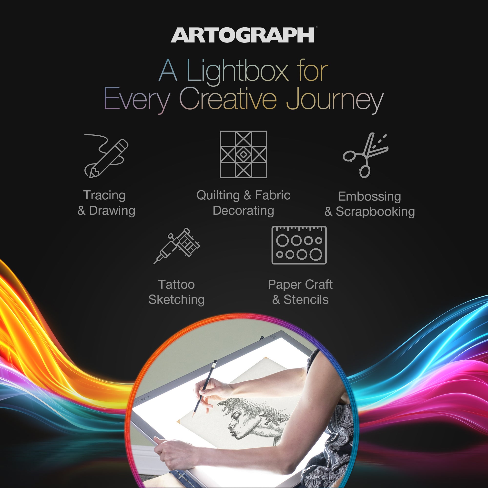 Artograph LightPad 24x17 Inch Artist Light Box Tracing/Drawing, Silver(Open Box) - VMInnovations