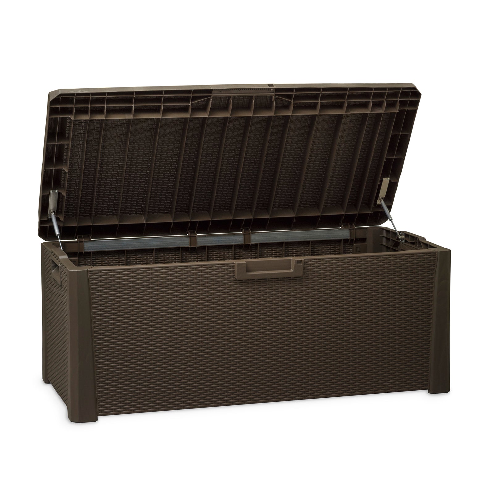 Toomax Santorini Plus Deck Outdoor Storage Chest Box Bench, 145 Gallon (Brown) - VMInnovations