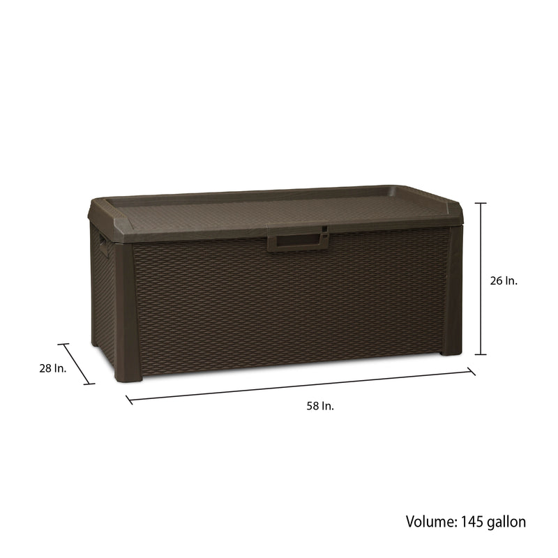 Toomax Santorini Plus Deck Storage Chest Box Bench, 145 Gallon (Brown)(Open Box)